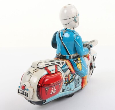 Masudaya Modern Toys tinplate friction driven Police Motorcyclist P.D 26, Japanese circa 1960, - 5