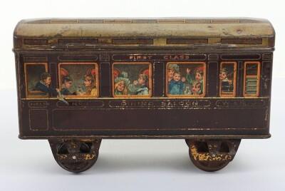 Scarce W&R Jacob & Co Ltd Railway Passenger coach Biscuit tin, circa 1910, - 4