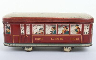 Scarce tinplate LMS Railcar Biscuit tin, British 1920s, - 3