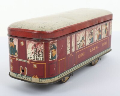 Scarce tinplate LMS Railcar Biscuit tin, British 1920s, - 6