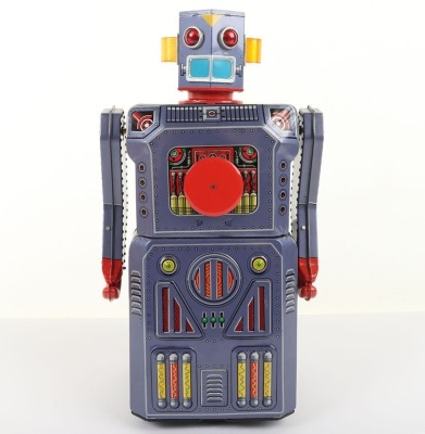 Rare boxed Masudaya Battery Operated Gang of 5 Target Robot 3357, Japanese 1950s, - 8