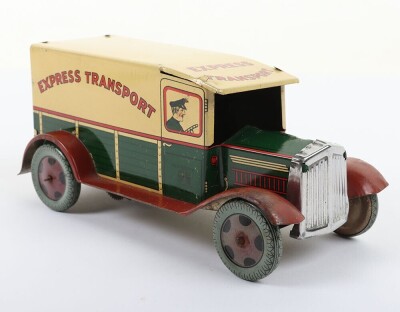 Wells Brimtoy tinplate clockwork Express Transport Delivery van No.68, 1950s, - 3