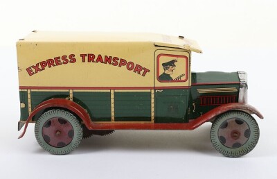 Wells Brimtoy tinplate clockwork Express Transport Delivery van No.68, 1950s, - 4
