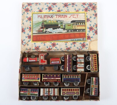 Boxed tinplate Klimax Penny toy Train set, Japanese 1920s,