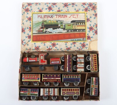 Boxed tinplate Klimax Penny toy Train set, Japanese 1920s,