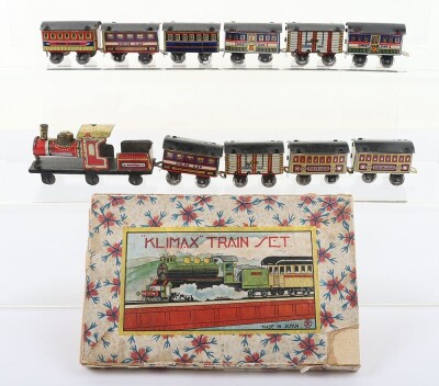 Boxed tinplate Klimax Penny toy Train set, Japanese 1920s, - 4