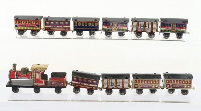 Boxed tinplate Klimax Penny toy Train set, Japanese 1920s, - 5