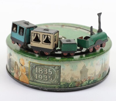 Rare Carl Bub miniature tinplate clockwork train souvenir celebrating 100 Years of the German Railway 7th December 1835 to 1935, German 1935, - 4