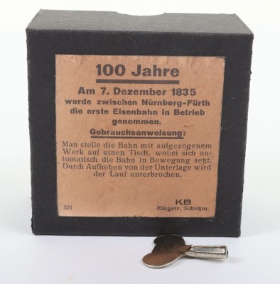 Rare Carl Bub miniature tinplate clockwork train souvenir celebrating 100 Years of the German Railway 7th December 1835 to 1935, German 1935, - 7