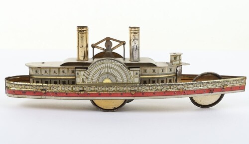 Hess tinplate friction driven Paddle Steamer ship, circa 1900,