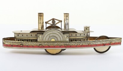 Hess tinplate friction driven Paddle Steamer ship, circa 1900,