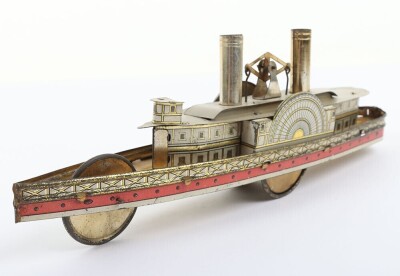 Hess tinplate friction driven Paddle Steamer ship, circa 1900, - 3