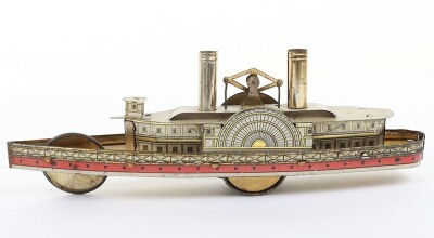 Hess tinplate friction driven Paddle Steamer ship, circa 1900, - 4