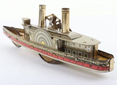 Hess tinplate friction driven Paddle Steamer ship, circa 1900, - 5