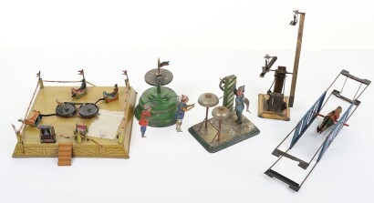German tinplate performing Clown and Fairground toys,