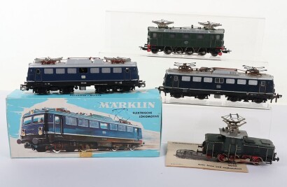 Four HO gauge DB electric locomotives,