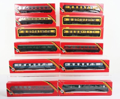 Twelve boxed Hornby Railway 00 gauge Passenger coaches, including Pullman car Lucille, four Great Western, Three Midland, two Golden Arrow and two Southern, (excellent condition, boxes good), (12).