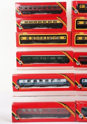 Twelve boxed Hornby Railway 00 gauge Passenger coaches, including Pullman car Lucille, four Great Western, Three Midland, two Golden Arrow and two Southern, (excellent condition, boxes good), (12). - 2