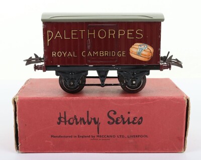 Hornby Series 0 gauge boxed Palethorpes Sausages Private Owners van, 1938-41,