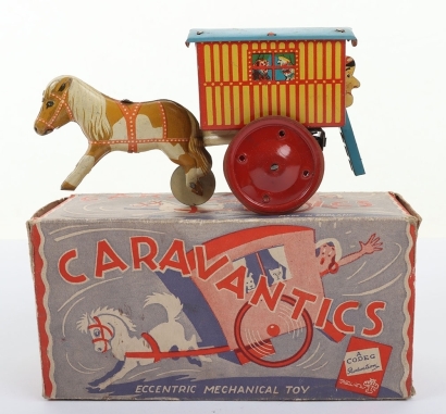 A Boxed Codeg Product (England) Tinplate Caravantics Eccentric Mechanical Toy