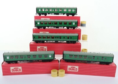 Five Hornby-Dublo 2-Rail Boxed Super Detail S.R. Green Corridor Coaches - 2