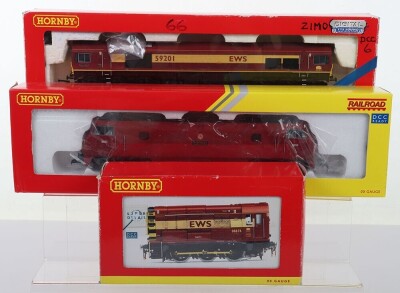 Three boxed Hornby 00 gauge Diesel Electric locomotives,