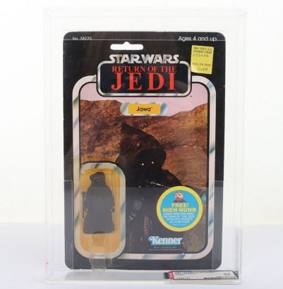 Vintage Star Wars Return of the Jedi Jawa Action Figure carded moc Graded AFA 80% Kenner.