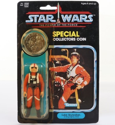 Vintage Star Wars Luke Skywalker X-Wing Fighter Pilot The Power of the Force POTF carded moc Kenner.