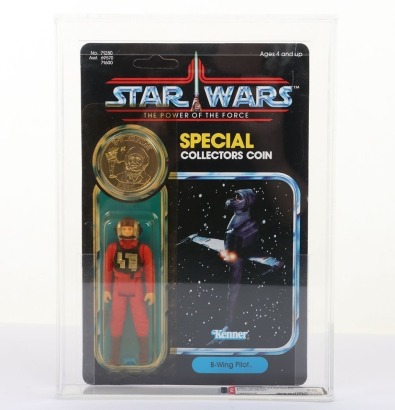 Vintage Star Wars The Power of the Force POTF B-Wing Pilot Action Figure carded moc Kenner Graded AFA 80%.