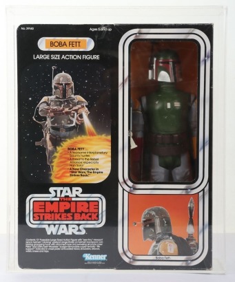 Scarce Vintage Star Wars 12 inch Boba Fett Action Figure Doll Kenner Boxed Graded UKG 75%.