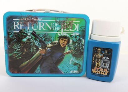 Vintage Star Wars Return of the Jedi Thermos Metal Lunch box with Flask.