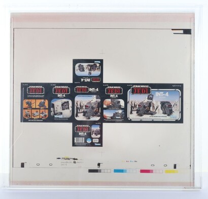 Scarce Vintage Star Wars 1983 Revenge of the Jedi Cromalin Proof Sheet for INT-4 Interceptor Mini-Rig.