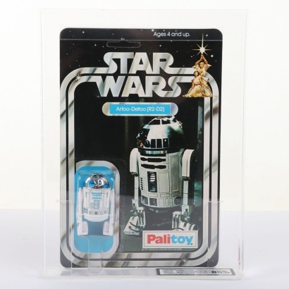 Scarce Vintage Star Wars Artoo-Detoo R2-D2 Solid Dome action figure Palitoy 12 Back moc carded UKG Graded 85% 1978.