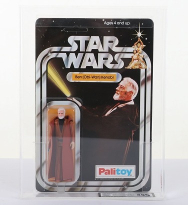 Scarce Vintage Star Wars Obi Wan Kenobi action figure Palitoy 12 Back moc carded UKG Graded 85% 1978.