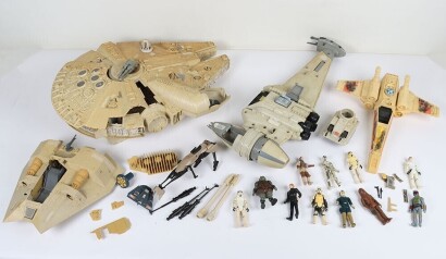 Collection of Vintage loose Star Wars Action Figures and Vehicles.