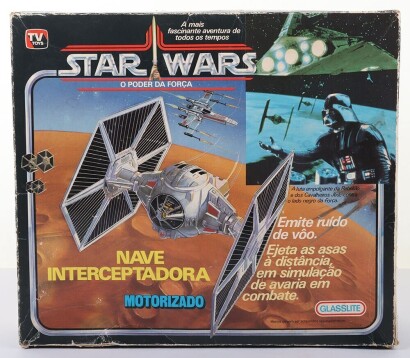 Very Scarce Vintage Star Wars Tie Fighter Nave Interceptadora Vehicle Glasslite TV Toys Boxed.