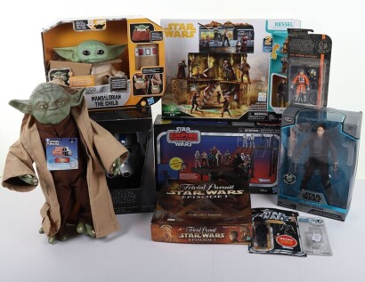 Collection of Modern Star Wars Action Figures and Toys Boxed.