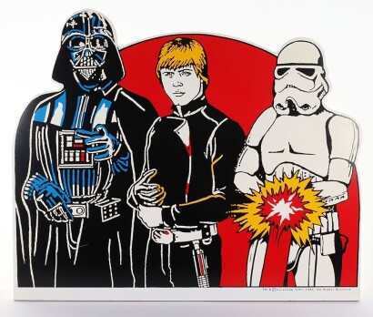 Star Wars Wooden Bed Headboard featuring Darth Vader, Luke and a Stormtrooper, made by Kidnap furniture Ltd.
