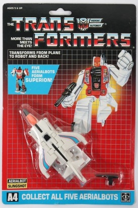 Vintage Generation One G1 Aerialbot Slingshot Transformers action figure moc carded Hasbro.