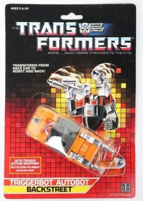 Vintage Generation One G1 Triggerbot Autobot Backstreet Transformers action figure moc carded Hasbro.