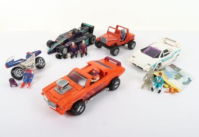 Five Vintage M.A.S.K. MASK Kenner Vehicles with action figures..