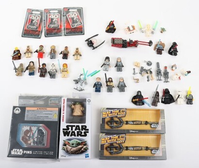 Collection of Star Wars Enamel Exclusive Pin Badges and Lego Mini-Figures.
