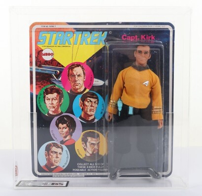 Vintage Star Trek Mego Captain Kirk 1974 Graded UKG 85% Action Figure Carded moc.
