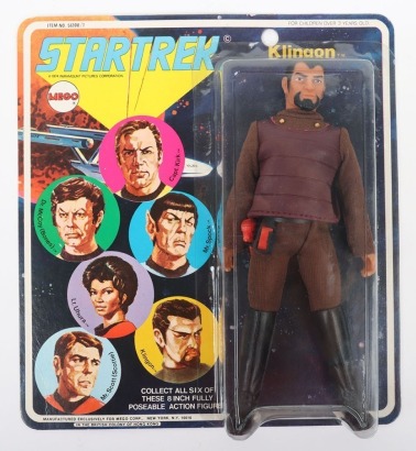 Vintage Star Trek Klingon Six Face Carded moc Mego Action Figure Doll.