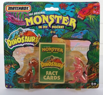 Scarce Vintage The Original Monster in my Pocket Dinosaurs Scary Twin Pack Action Figures with Fact Cards 1992 Matchbox.