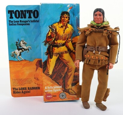 Vintage Lone Ranger rides again Tonto Action Figure Marx Toys Boxed.