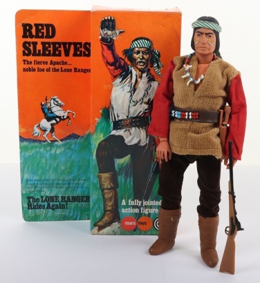 Vintage Lone Ranger rides again Red Sleeves Action Figure Marx Toys Boxed.