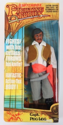 Vintage Fighting Furies Matchbox Action Figure Doll Captain Capt. Peg Leg never removed from box.