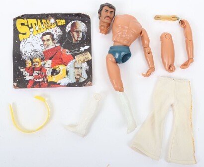 Scarce Vintage Mego Space 1999 Paul Morrow 1975 action figure spare parts and Starmen packaging.