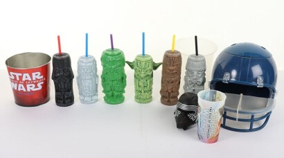 Collection of TV Film related Pop Corn Popcorn Buckets and Drink bottles.